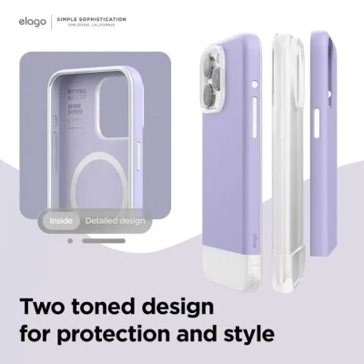 Cover Iphone 15 Pro Max Magsafe Elago - Purple - Transparent